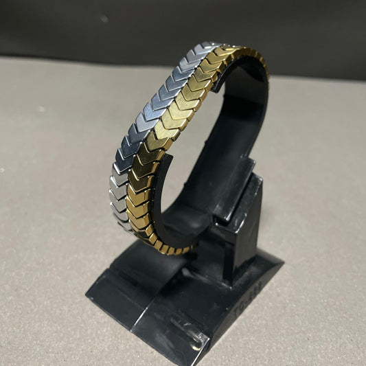 Duo Chevron Bracelet Set – Silver & Golden Colour