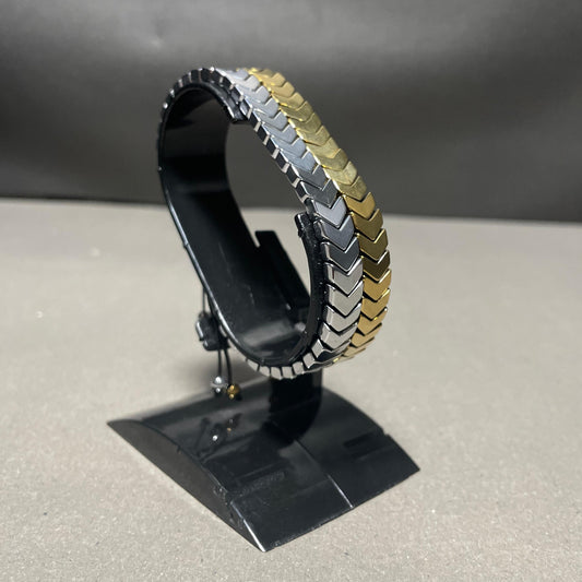 Duo Chevron Bracelet Set – Silver & Golden Colour