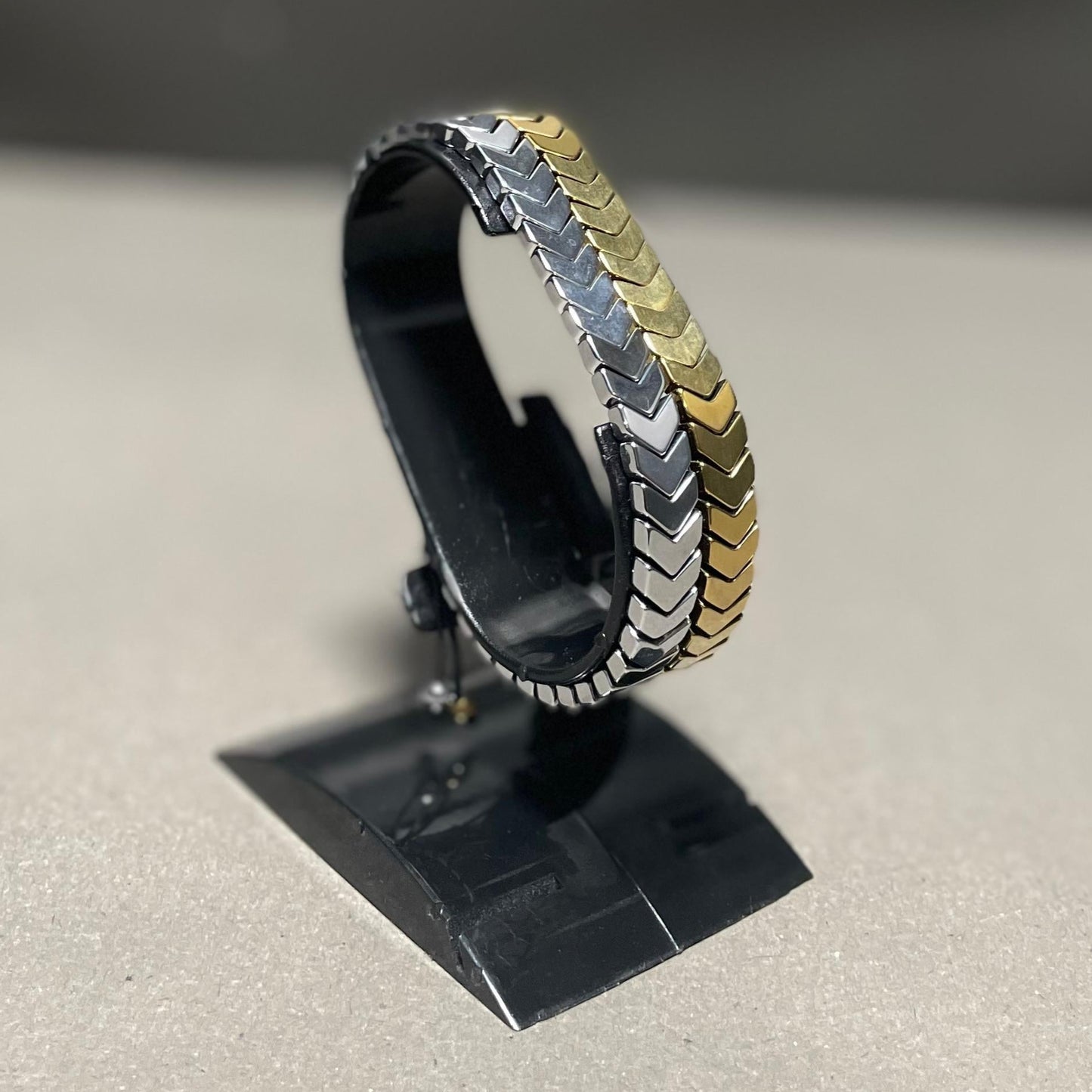 Duo Chevron Bracelet Set – Silver & Golden Colour