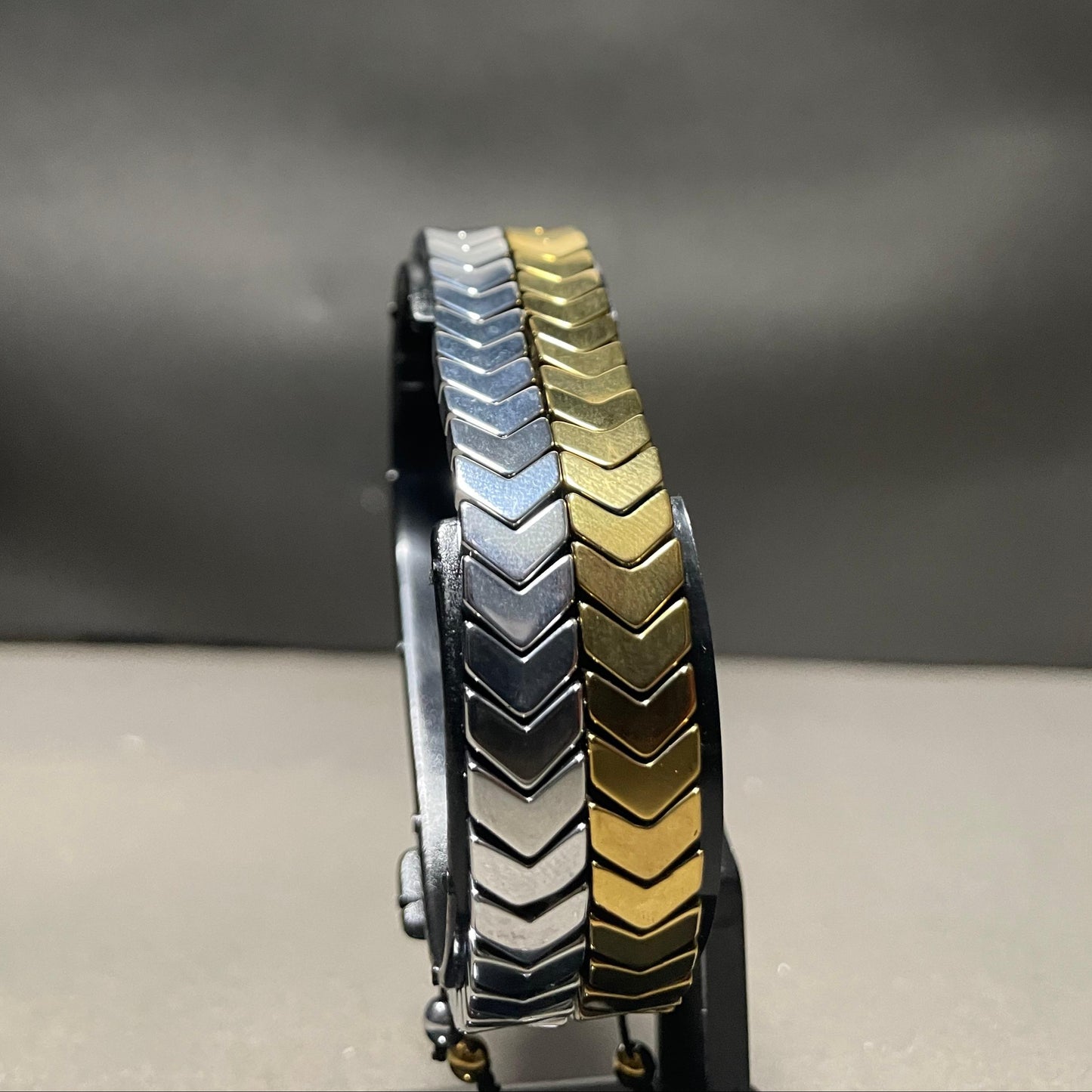 Duo Chevron Bracelet Set – Silver & Golden Colour